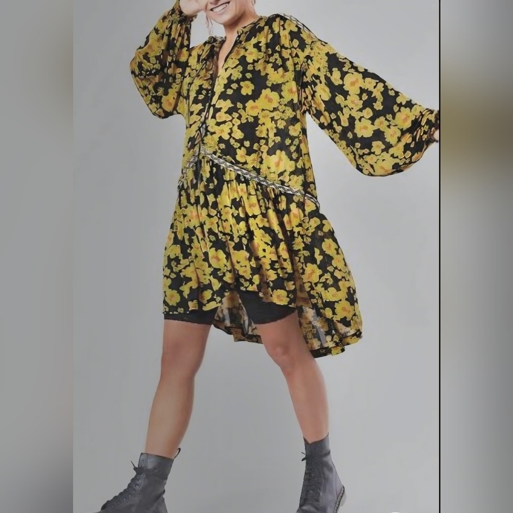 Free People Love Letter Floral Tunic/Mini Dress Size X-Small